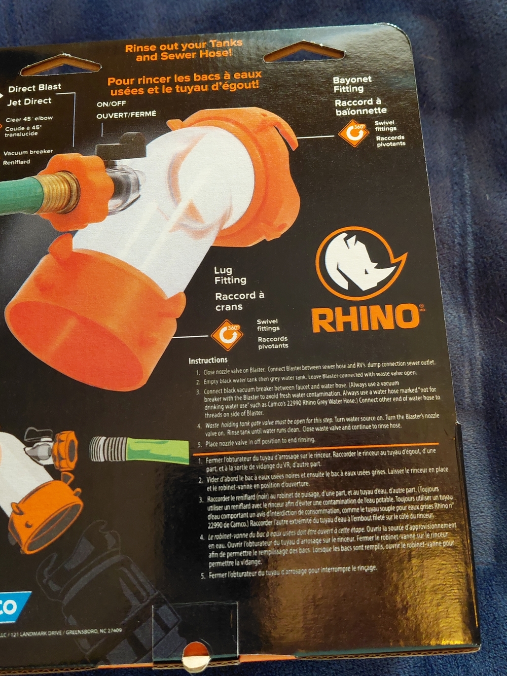 Camco 39082 Rhino Blaster Clear 45-Degree RV Holding Tank Rinser New - Picture 5 of 10